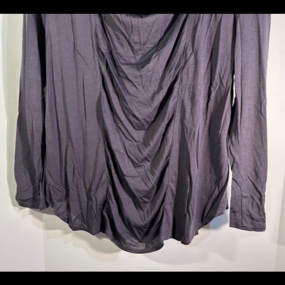 Lanston x Revolve Draped Front Long Sleeve Micro Modal Tee/Top Grey Size M - NWT - Picture 3 of 14